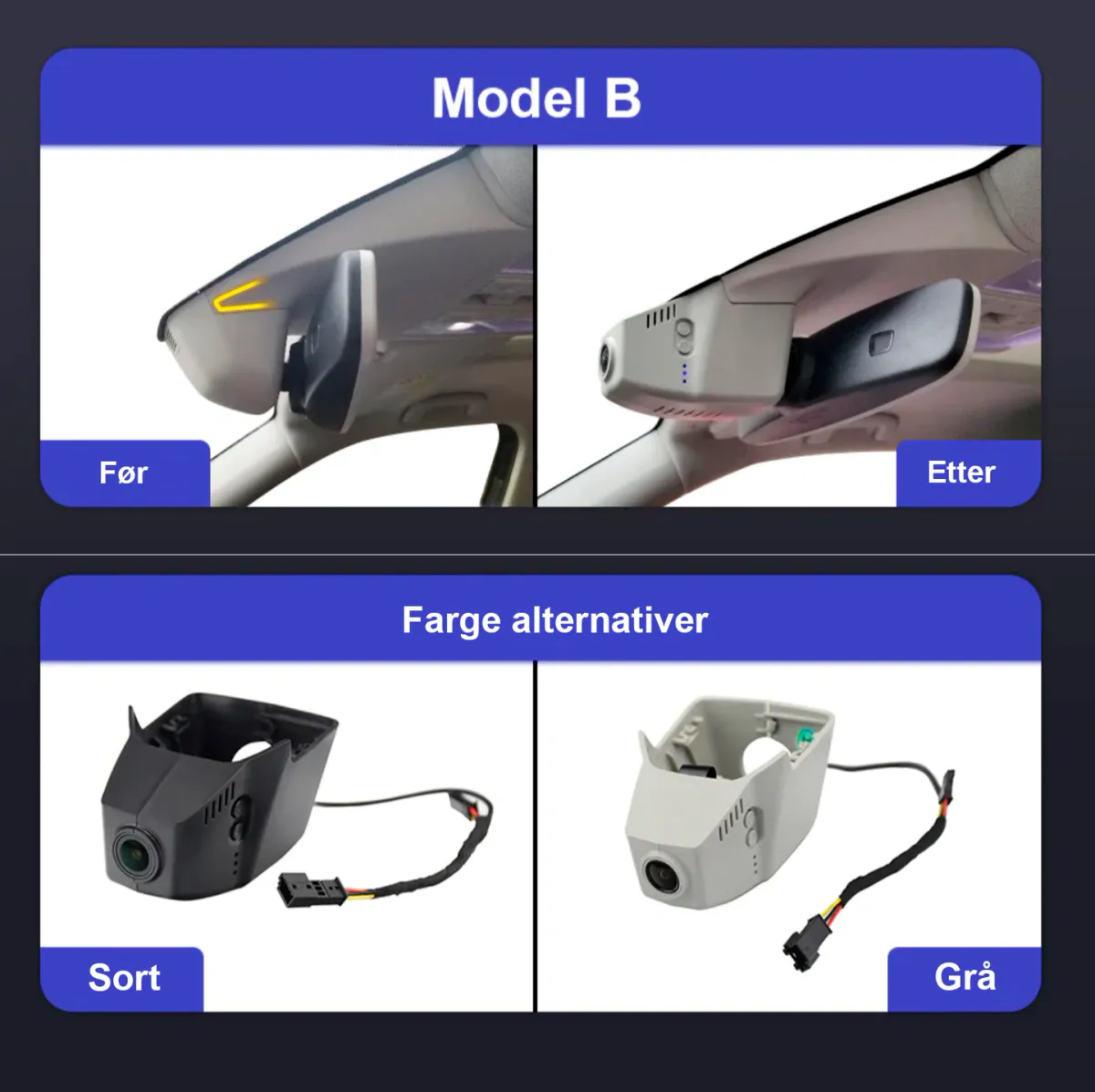Integrert 4K Dashcam (foran+bak) VW/Skoda (2015 -->) 